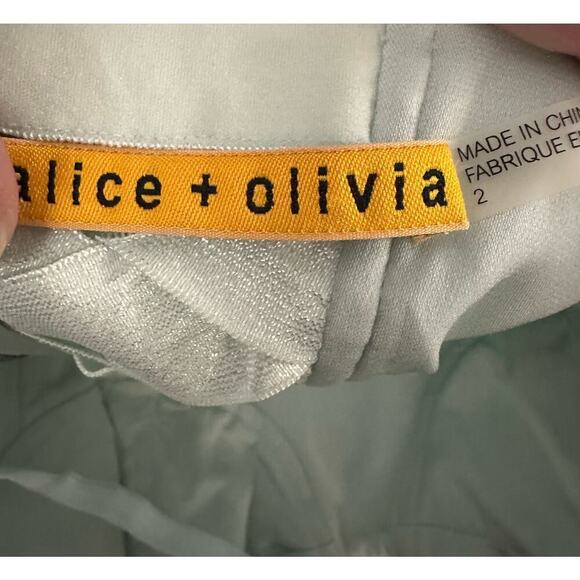 ALICE + OLIVIA Mint Silk Chiffon Corset-Look Maxi Dress Coquette - Sz 2 - Picture 5 of 6